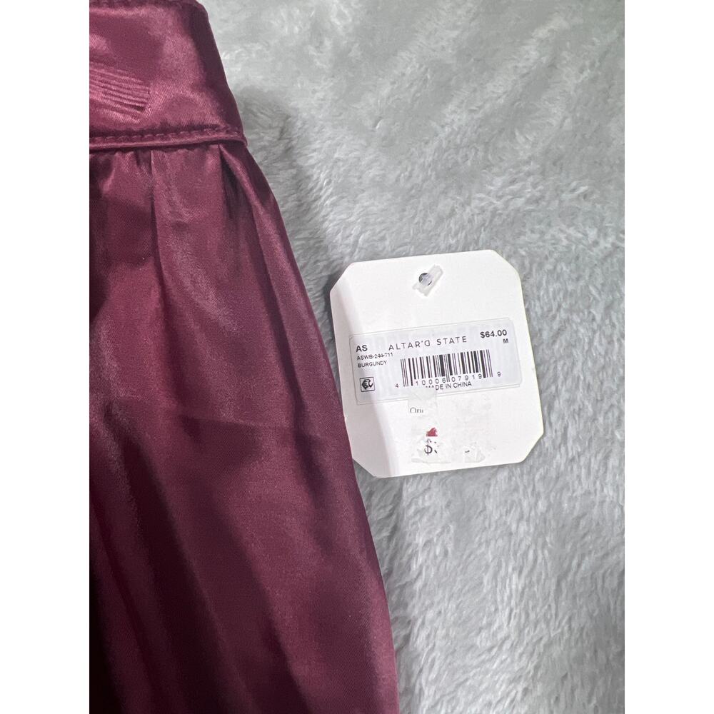 Altar'd State Burgundy Satin Tulle Hem Mini Skirt NWT Size Medium - Picture 3 of 7